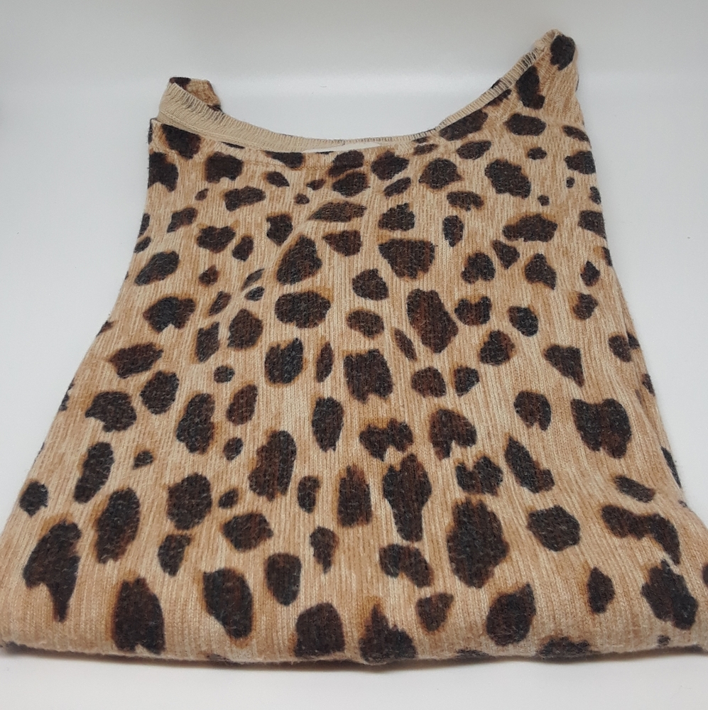 Cheetah Animal Leopard Knit cap sleeve sweater